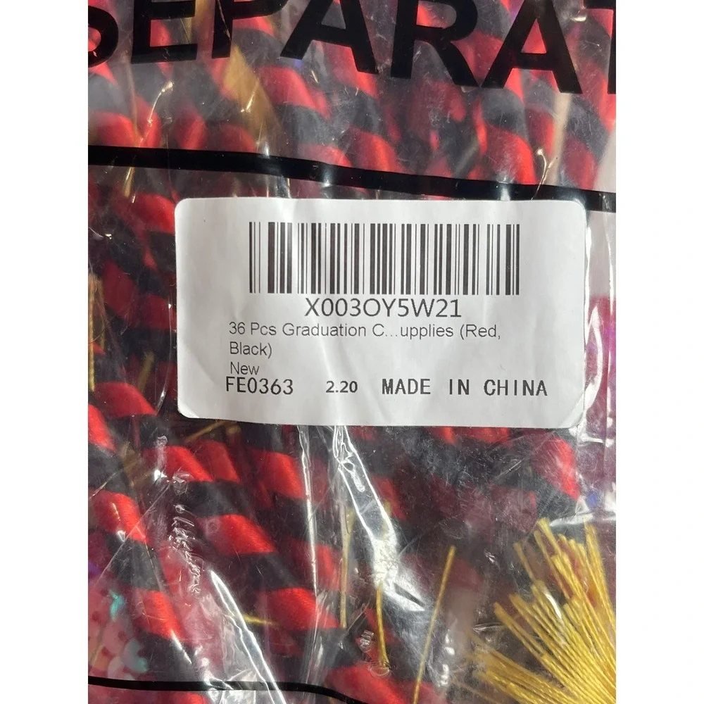 36 Pcs Graduation‎ Novelty Pens Red Black Sequin Smiley Face Mortarboard Tassel